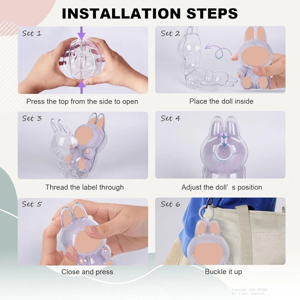 Protective Case Compatible LABUBU Have a Seat Crystal-Clear Hard Display Sitting - Picture 8 of 13